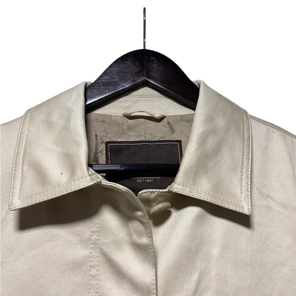 COACH Womens Trench Coat Signature Monogram Beige Size Large - Picture 5 of 12